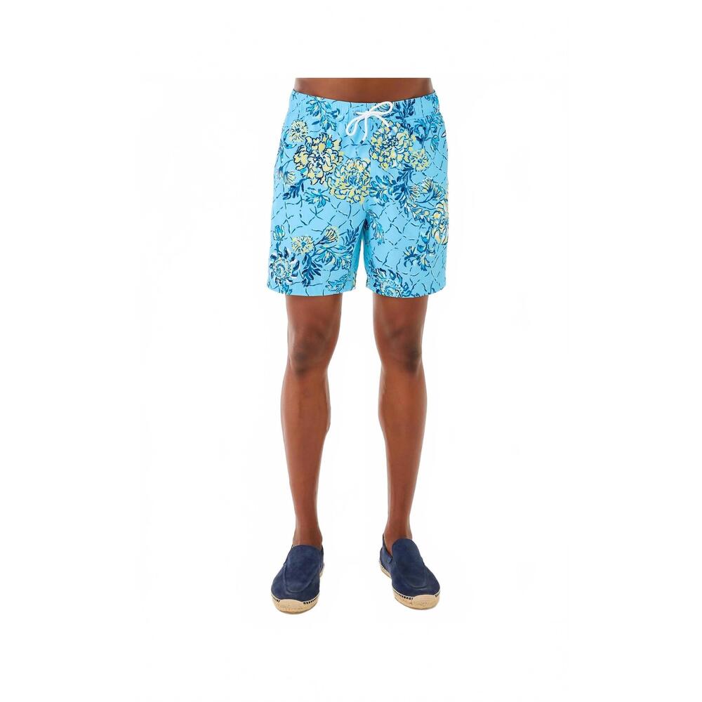 NEW LILLY PULITZER stuff del lago swim trunk in bellevue blue breakers beach